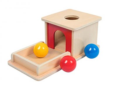 Adena Montessori Object Permanence Box with Tray Three Balls Montessori Toys for 6-12 Month Infant 1 Year Old Babies Toddlers