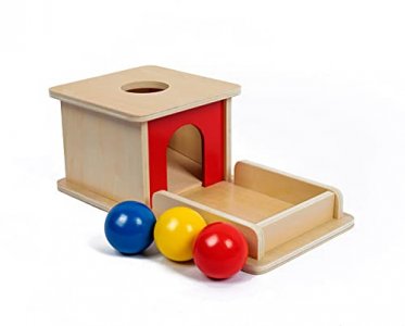Adena Montessori Object Permanence Box with Tray Three Balls Montessori Toys for 6-12 Month Infant 1 Year Old Babies Toddlers