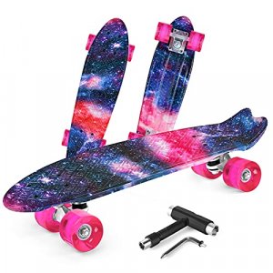 Beleev Skateboards for Kids, Cruiser Skateboard for Beginners Girls Boys Teens, 22 Inch Mini Skateboards Classic Complete Skate Board Colorful Wheels