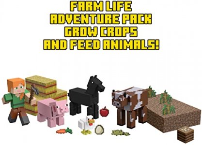Minecraft Farm Life Adventure Pack Figures, Accessories And Papercraft  Blocks 
