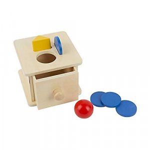 Adena Montessori 3-Sharps Drop Box(Ball, Coin, Triangular) for 12 -18 Months 1 Year Old Toddlers
