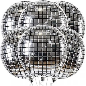 KatchOn, Multicolor Disco Ball Balloons - Big 22 Inch, Pack of 6 | 4D  Sphere Disco Balloons for Silver Disco Party Decorations, Disco Ball Decor  | 80s