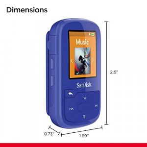 SanDisk 32GB Clip Sport Plus MP3 Player, Blue - Bluetooth, LCD Screen, FM Radio - SDMX32-032G-G46B