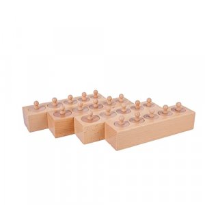 Adena Montessori Knobbed Cylinders Blocks Home Preschool Toys (Primary Color Knobbed Cylinders)