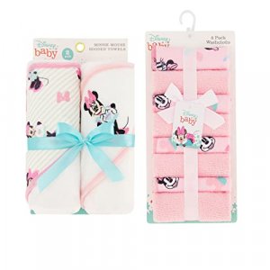 Disney Hooded Baby Towel and Baby Washcloths | Nursery Character Baby Towels and Washcloths | 2 Baby Bath Towels and 8 Washcloths Baby Girls or Boys