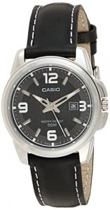 Casio Women's LTP1314L-8AV Black Leather Quartz Watch with Black Dial