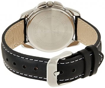 Casio Women's LTP1314L-8AV Black Leather Quartz Watch with Black Dial