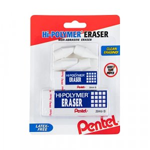 Pentel Hi-Polymer Large Block Eraser, 3 Pack (ZEH10BP2F)