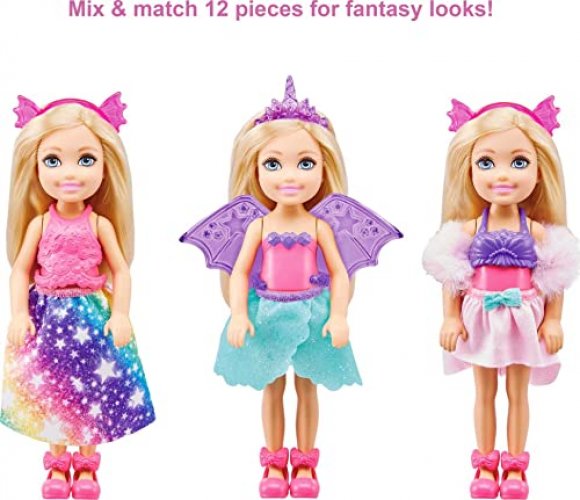 Barbie Dreamtopia Chelsea Doll and Dress Up Set with 12 Fashion