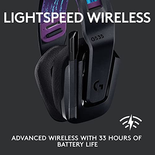  Logitech G535 Lightspeed Wireless Gaming Headset - Lightweight  on-ear headphones, flip to mute mic, stereo, compatible with PC, PS4, PS5,  USB rechargeable - Black : Video Games