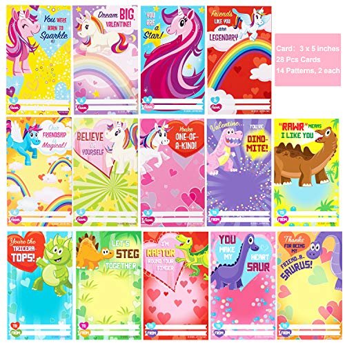  Valentines Day Cards for Kids - 28pcs Diamond Animal