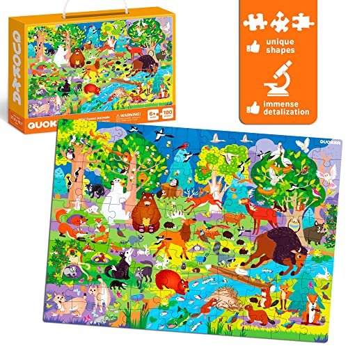 100 Piece Puzzles For Kids Ages 4-8 3 Floor Kids Puzzles Ages 3-5 Year Old  By Quokka Toy For Learning Ocean & Forest Animals For 6-8 Yo J - Imported  Products from USA - iBhejo