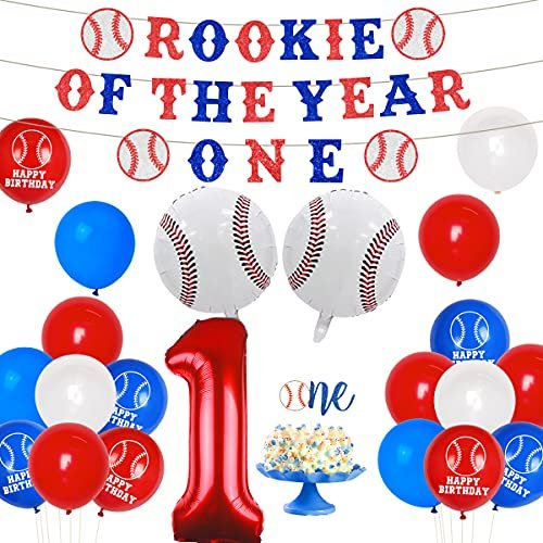 Baseball 1st Birthday Decorations Rookie of the Year Banner, Baseball