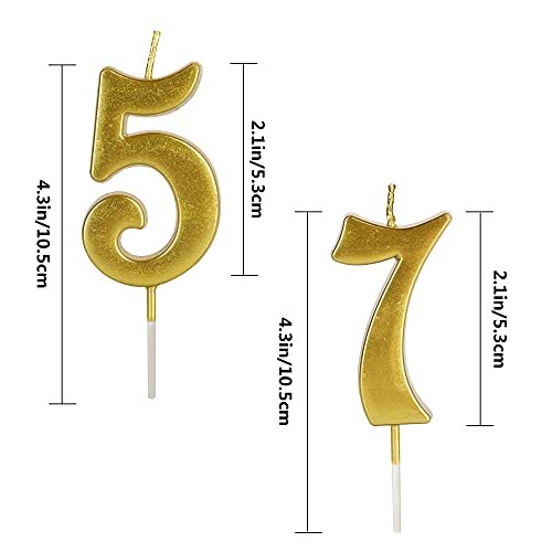  Gold 75th & 57th Birthday Candles,Gold Number 75 57 Cake Topper  for Birthday Decorations Party Decoration : Home & Kitchen