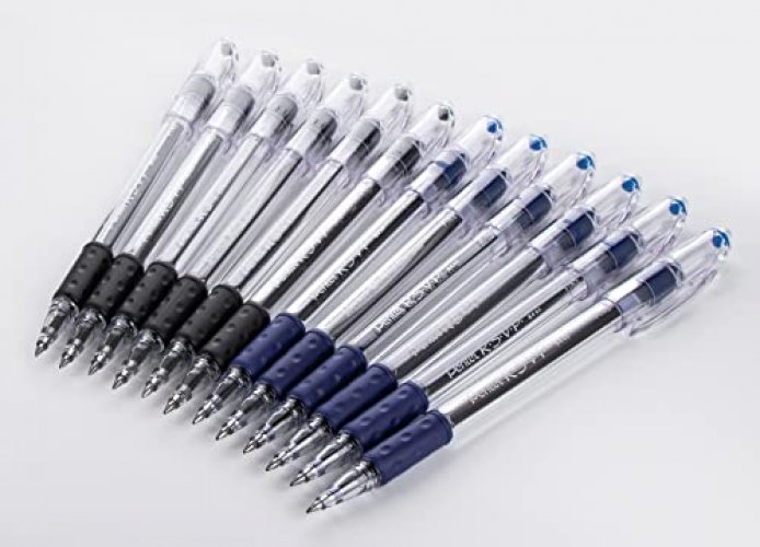 Pentel RSVP Pens Fine Point - Ballpoint - 0.7 mm - 12 Pack of 6 Black & 6 Blue Ink Pens