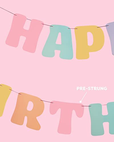 xo, Fetti Pastel Happy Birthday Banner - 1 Piece, Rainbow Bday Party  Decorations, Cute Birthday Decor, Sweet 16, 21st