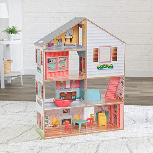 Kidkraft Charlie Wooden 350-Play Dollhouse With 10-Piece Accessory