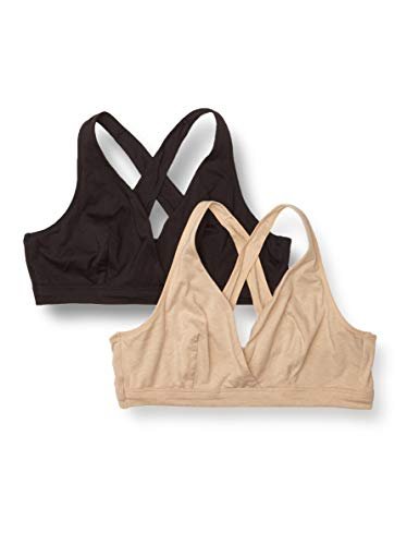 Playtex Women's Maternity & Nursing Cross Over Sleep Wirefree Bra US4960  2-Pack, Nude Heather/Black, Large - Imported Products from USA - iBhejo