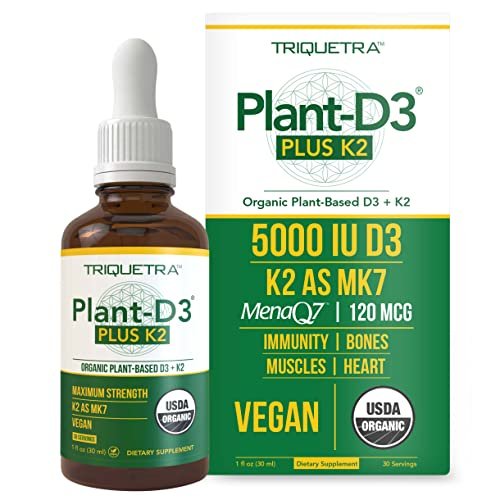 Organic Plant D3 + K2 (5000 Iu D3) - All-Trans Mk7 From Menaq7 (120 Mcg ...