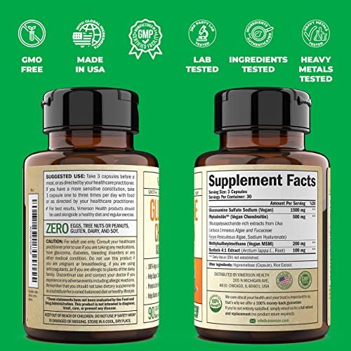Vegan Glucosamine Chondroitin, Phytodroitin Msm Supplement Capsules