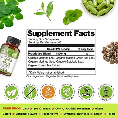 Organic Veda Moringa & Matcha Capsules Green Superfood Energy