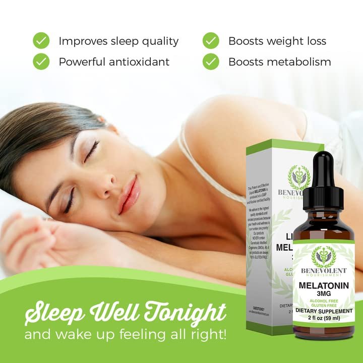 Liquid Melatonin Sleep Aid Drops for Kids and Adults (59 servings)