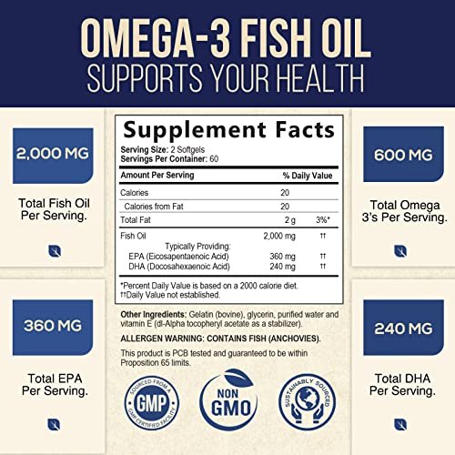 Omega 3 Fish Oil Triple Strength Epa & Dha Fatty Acids Natural