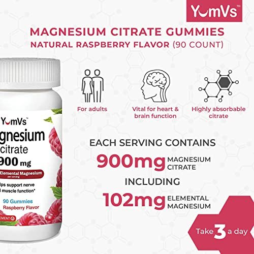 Magnesium Citrate Gummies By Yumvs 900Mg Magnesium Citrate (102Mg Of Elemental Magnesium