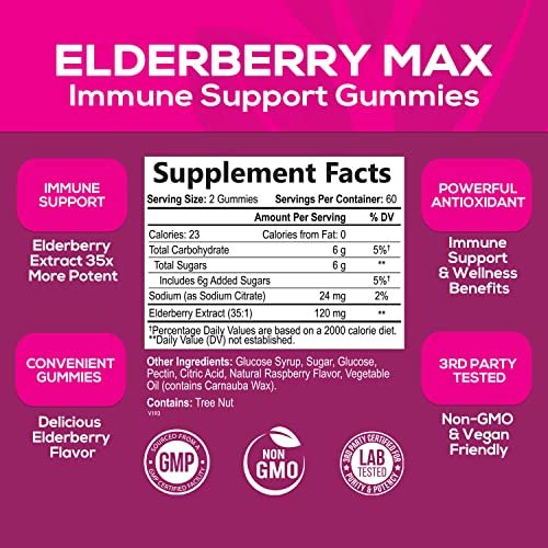Nature S Sambucus Elderberry Gummies, Immune Support Gummies Max 351
