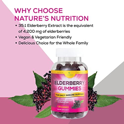 Nature S Sambucus Elderberry Gummies, Immune Support Gummies - Max 35:1 ...