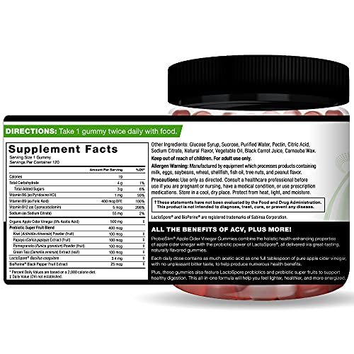 Force Factor Probioslim Apple Cider Vinegar Gummies Organic Lactospore