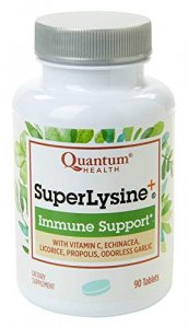 Quantum Health Super Lysine+ / Advanced Formula Lysine+ Immune Support With Vitamin C, Echinacea, Licorice, Propolis, Odorless Garlic (90 Tablets)