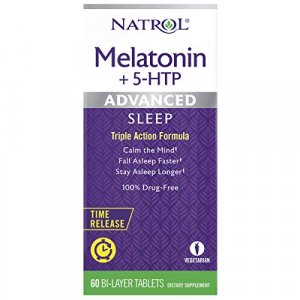 Natrol Melatonin + 5 Htp Advanced Sleep Time Release Bi-Layer Tablets, Triple-Action Formula, Calm The Mind, Helps You Fall Asleep Faster, Stay Aslee