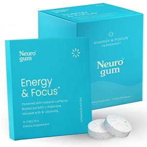 Neuro Gum | Nootropic Energy Caffeine Gum | 40Mg Caffeine + 60Mg L-Theanine + B Vitamins For Energy And Focus | Sugar Free + Vegan + Keto | Caffeine 