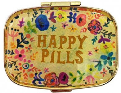 Tiny Vintage pill box with flowers small cute travel pill case