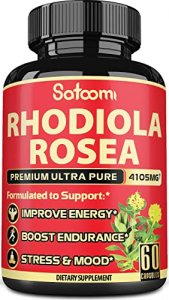 Pure Rhodiola Rosea Capsules - Blend 6 High Concentrated Herbs Equivalent 4105 Mg - Support Stress, Energy & Endurance - 60 Vegan Capsules 2-Month Su
