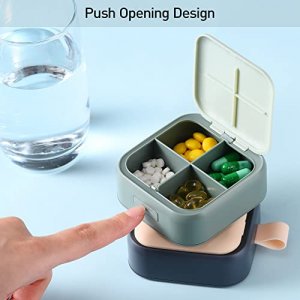 Small Pill Box, Cute Pill Box Travel Daily Pill Organizer, Portable Pretty Pill Container For Purse Pocket, Compact Pill Holder For Vitamins, Fish Oi