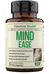 Mind Ease Supplement With Butterbur Extract, Feverfew & Ginger - Helps Relieve Head Discomfort & Balance Inflammation, Promotes Brain Health & Mental