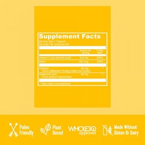 Vital Proteins Morning Get Up And Glow Capsules, 90Mg Caffeine For Energy & Vitamin C & Biotin & Hyaluronic Acid Pills - 60Ct