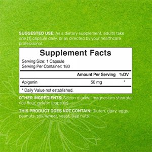 Apigenin 50Mg, 180 Capsules, 6 Months Supply | Most Bioavailable Plant (Chamomile) Extract Bioflavonoids - Apigenin Supplement For Relaxation And Moo