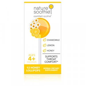 Nature Soothie Comfort Soothie Honey Lollipops With Herbal Extracts That Support Throat Comfort - Lemon & Chamomile Extract (12 Lollipops)