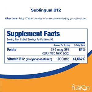 Bariatric Fusion Vitamin B12 Sublingual 1000Mcg Tablets, For Bariatric Patients, Cherry Berry Flavored, Quick Dissolving & Melts On Your Tongue - 90 