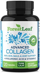 Forest Leaf - Collagen Pills With Hyaluronic Acid & Vitamin C - Reduce Wrinkles, Tighten Skin, Boost Hair, Skin, Nails & Joint Health - Hydrolyzed Co