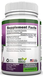 Holy Basil Leaf Extract - 500Mg - 2.5% Ursolic Acid - 120 Vegan Capsules - Premium Tulsi Leaf Powder Supplement - Powerful Adaptogen - Supports Sleep