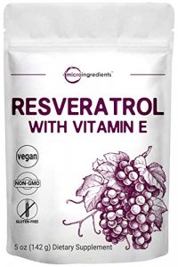 Pure Trans-Resveratrol Powder With Natural Vitamin E, 5 Ounce, 2 In 1 Formula, Micronized Powder For Better Absorption, Premium Resveratrol Supplemen