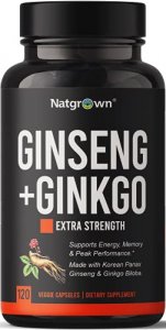 Panax Ginseng + Ginkgo Biloba Complex Capsules - With Korean Red Ginseng Root & Ginkgo Biloba Extract Supplement For Men & Women - Traditionally To B