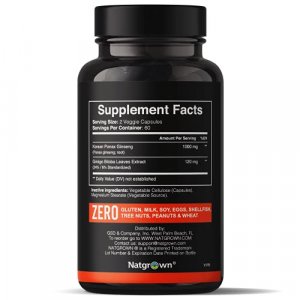 Panax Ginseng + Ginkgo Biloba Complex Capsules - With Korean Red Ginseng Root & Ginkgo Biloba Extract Supplement For Men & Women - Traditionally To B