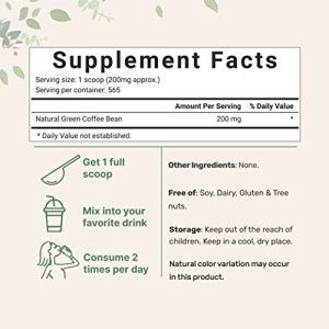 Pure Green Coffee Bean Extract, 4 Ounce, Filler Free, Green Coffee Bean Fat Burn Supplement With 50% Chlorogenic Acid, Supports Metabolism And Weight