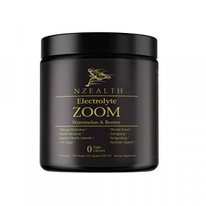 N Z E A L T H Electrolyte Zoom Powder, Sugar-Free 30 Servings, Ultimate Hydration, Brain Fuel, Muscle Recovery, 6 Electrolytes, 8 Bcaa And 5 Essentia