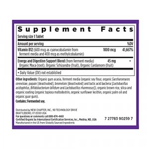 New Chapter Vitamin B12, Fermented Vitamin B12 1,000 Mcg, Organic, One Daily With Whole-Food Herbs + Adaptogenic Maca For Natural Energy + Healthy Bl